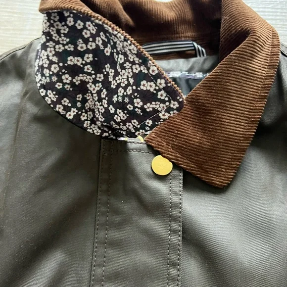 J. Crew Olive Jacket with Floral Collar - Picture 3 of 5
